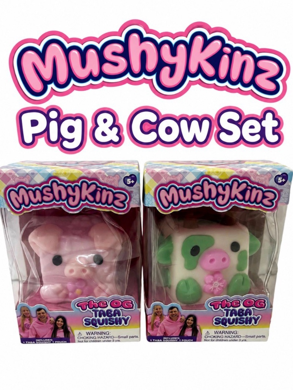 NEW Mushykinz The OG Taba Squishy Pig & Cow Set - HARD TO FIND!!